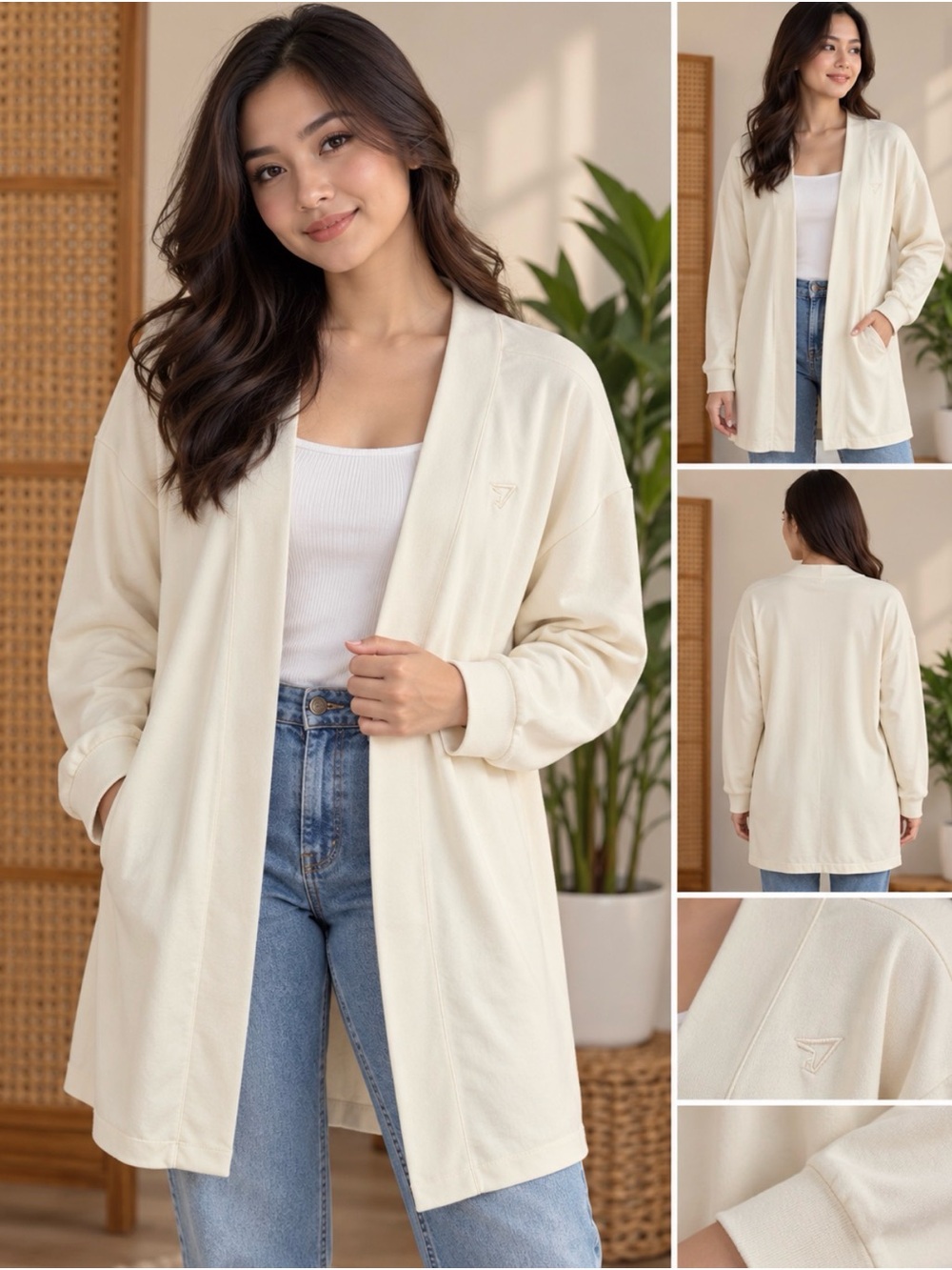 Gymshark x Whitney Simmons Cream Open-Front Cardigan